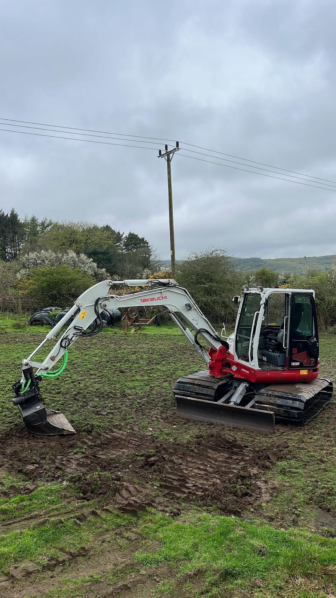 Excavator on rural site for machine work